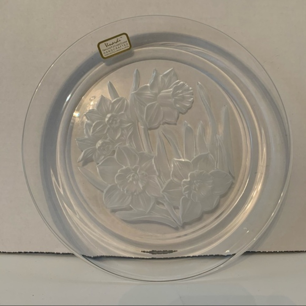 Vinardi Floral Lead Crystal Art 8" Glass Plate